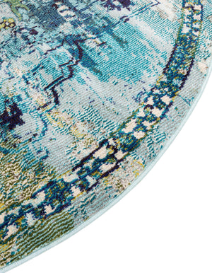 Blue 3' 3 x 3' 3 Medici Round Area Rug 100% Polypropylene Traditional Vintage Classic Carpet for Home Interior Design Decor for Sale at Rug Engine