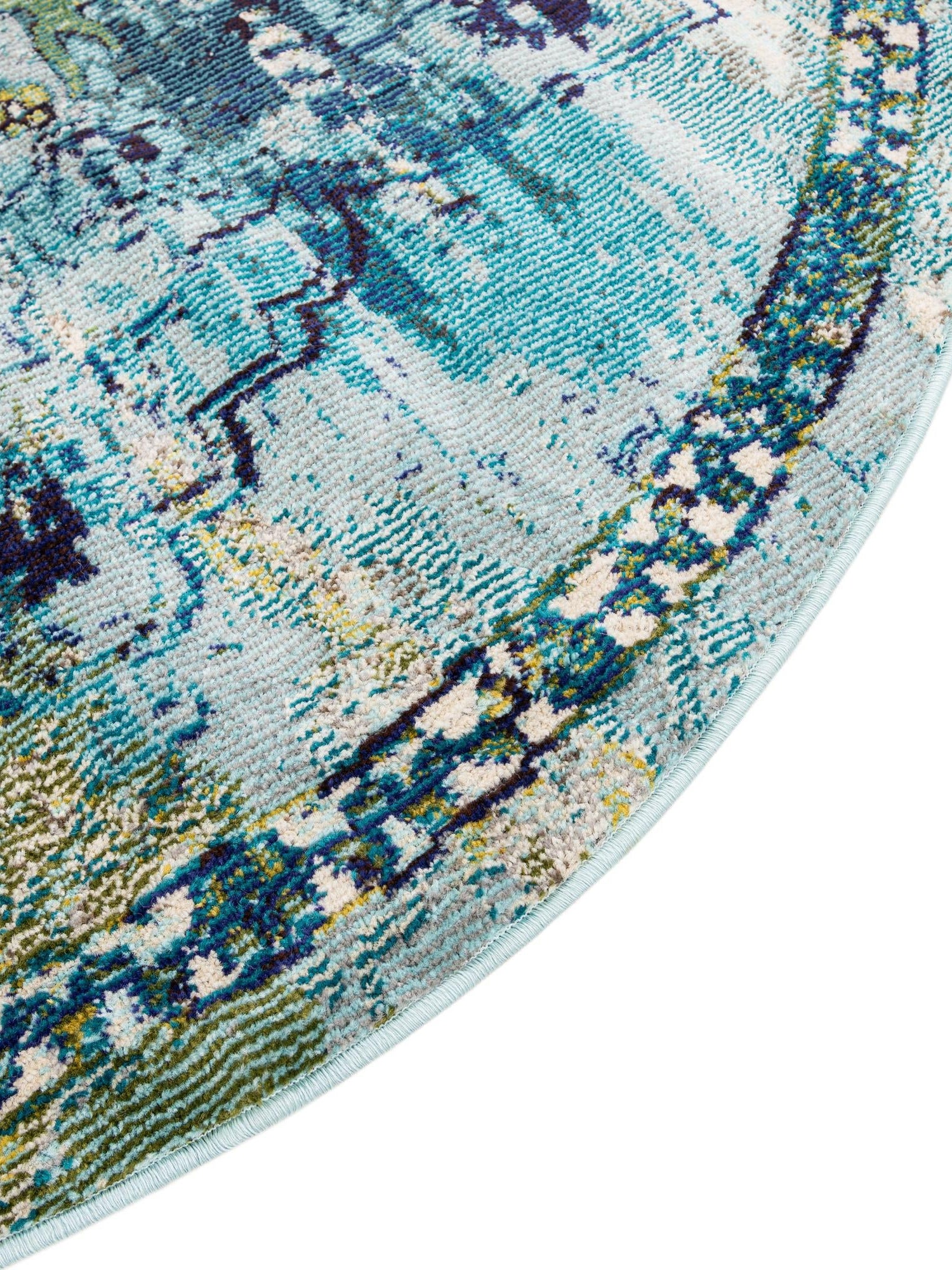 Blue 8' x 8' Medici Round Area Rug 100% Polypropylene Traditional Vintage Classic Carpet for Home Interior Design Decor for Sale at Rug Engine