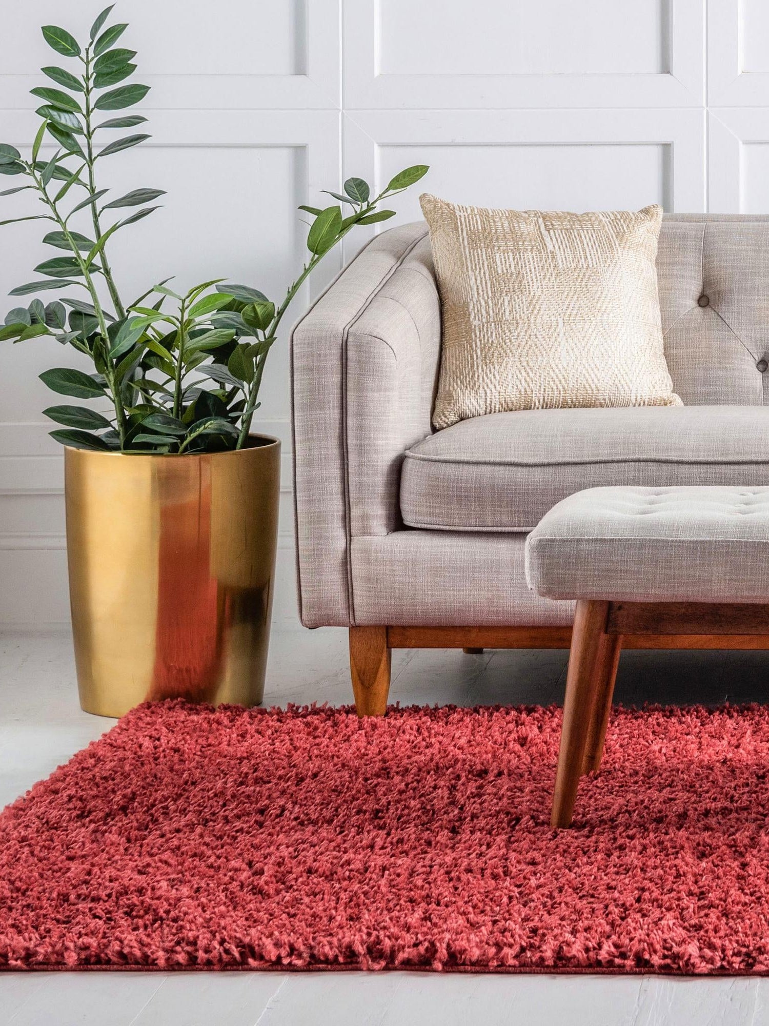 Poppy 6' 1 x 9' Davos Shag Rectangle Area Rug Thick Soft Touch Fluffy & Plush Shaggy Pile 100% Polypropylene Carpet for Living Dining Bedrooms Office for Sale at Rug Engine