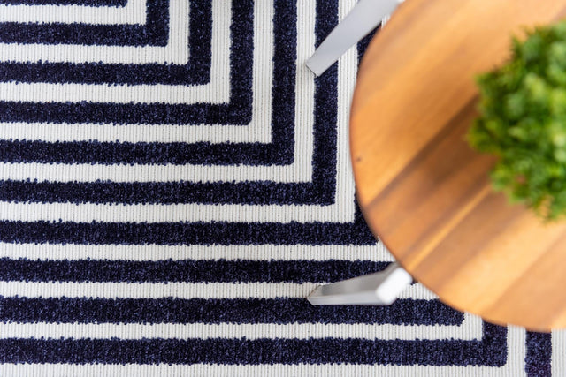 Navy Blue 5' 1 x 8' Sabrina Soto Outdoor Rectangle Area Rug Weather Resistant for Patio, Deck, Terrace, Balcony, Porch Durable Carpet for Exterior Home Design for Sale at Rug Engine
