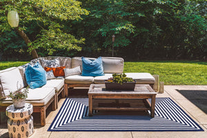 Navy Blue 5' 1 x 8' Sabrina Soto Outdoor Rectangle Area Rug Weather Resistant for Patio, Deck, Terrace, Balcony, Porch Durable Carpet for Exterior Home Design for Sale at Rug Engine
