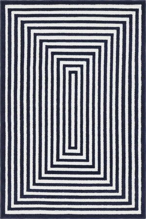 Navy Blue 4' 1 x 6' 1 Sabrina Soto Outdoor Rectangle Area Rug Weather Resistant for Patio, Deck, Terrace, Balcony, Porch Durable Carpet for Exterior Home Design for Sale at Rug Engine