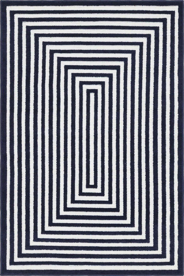 Navy Blue 4' 1 x 6' 1 Sabrina Soto Outdoor Rectangle Area Rug Weather Resistant for Patio, Deck, Terrace, Balcony, Porch Durable Carpet for Exterior Home Design for Sale at Rug Engine