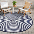 Navy Blue 8' x 8' Sabrina Soto Outdoor Round Area Rug Weather Resistant for Patio, Deck, Terrace, Balcony, Porch Durable Carpet for Exterior Home Design for Sale at Rug Engine