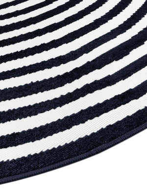 Navy Blue 8' x 8' Sabrina Soto Outdoor Round Area Rug Weather Resistant for Patio, Deck, Terrace, Balcony, Porch Durable Carpet for Exterior Home Design for Sale at Rug Engine