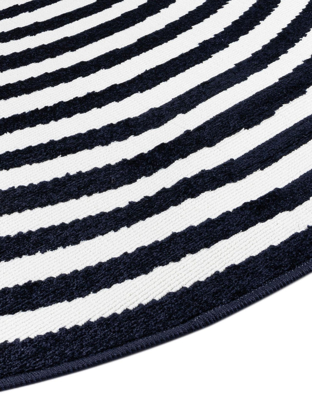Navy Blue 8' x 8' Sabrina Soto Outdoor Round Area Rug Weather Resistant for Patio, Deck, Terrace, Balcony, Porch Durable Carpet for Exterior Home Design for Sale at Rug Engine