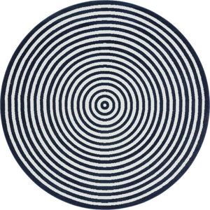 Navy Blue 8' x 8' Sabrina Soto Outdoor Round Area Rug Weather Resistant for Patio, Deck, Terrace, Balcony, Porch Durable Carpet for Exterior Home Design for Sale at Rug Engine