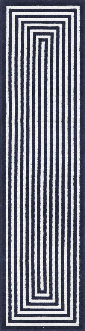 Navy Blue 2' x 8' Sabrina Soto Outdoor Runner Area Rug Weather Resistant for Patio, Deck, Terrace, Balcony, Porch Durable Carpet for Exterior Home Design for Sale at Rug Engine