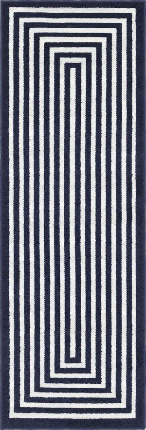 Navy Blue 2' x 6' 1 Sabrina Soto Outdoor Runner Area Rug Weather Resistant for Patio, Deck, Terrace, Balcony, Porch Durable Carpet for Exterior Home Design for Sale at Rug Engine