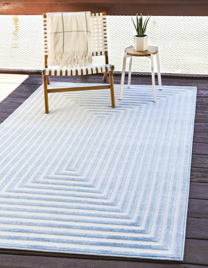 Light Blue 3' 1 x 5' 1 Sabrina Soto Outdoor Rectangle Area Rug Weather Resistant for Patio, Deck, Terrace, Balcony, Porch Durable Carpet for Exterior Home Design for Sale at Rug Engine