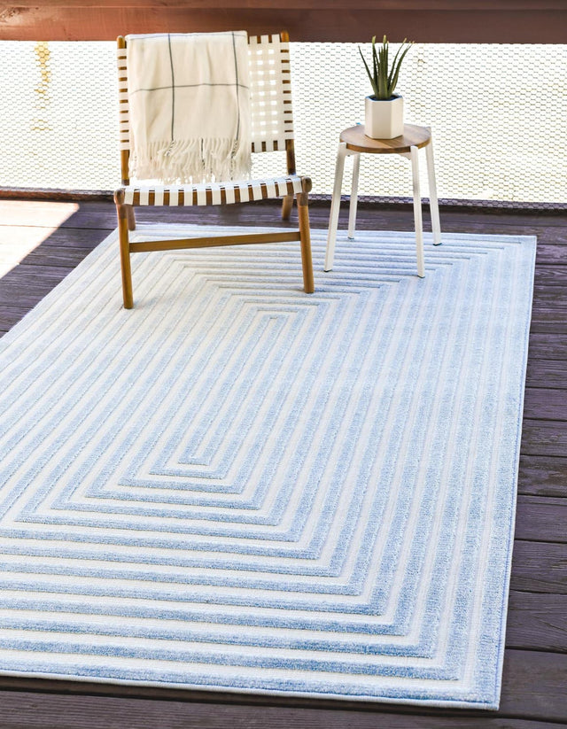 Light Blue 3' 1 x 5' 1 Sabrina Soto Outdoor Rectangle Area Rug Weather Resistant for Patio, Deck, Terrace, Balcony, Porch Durable Carpet for Exterior Home Design for Sale at Rug Engine