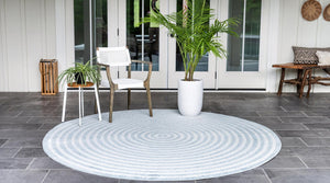 Light Blue 8' x 8' Sabrina Soto Outdoor Round Rug