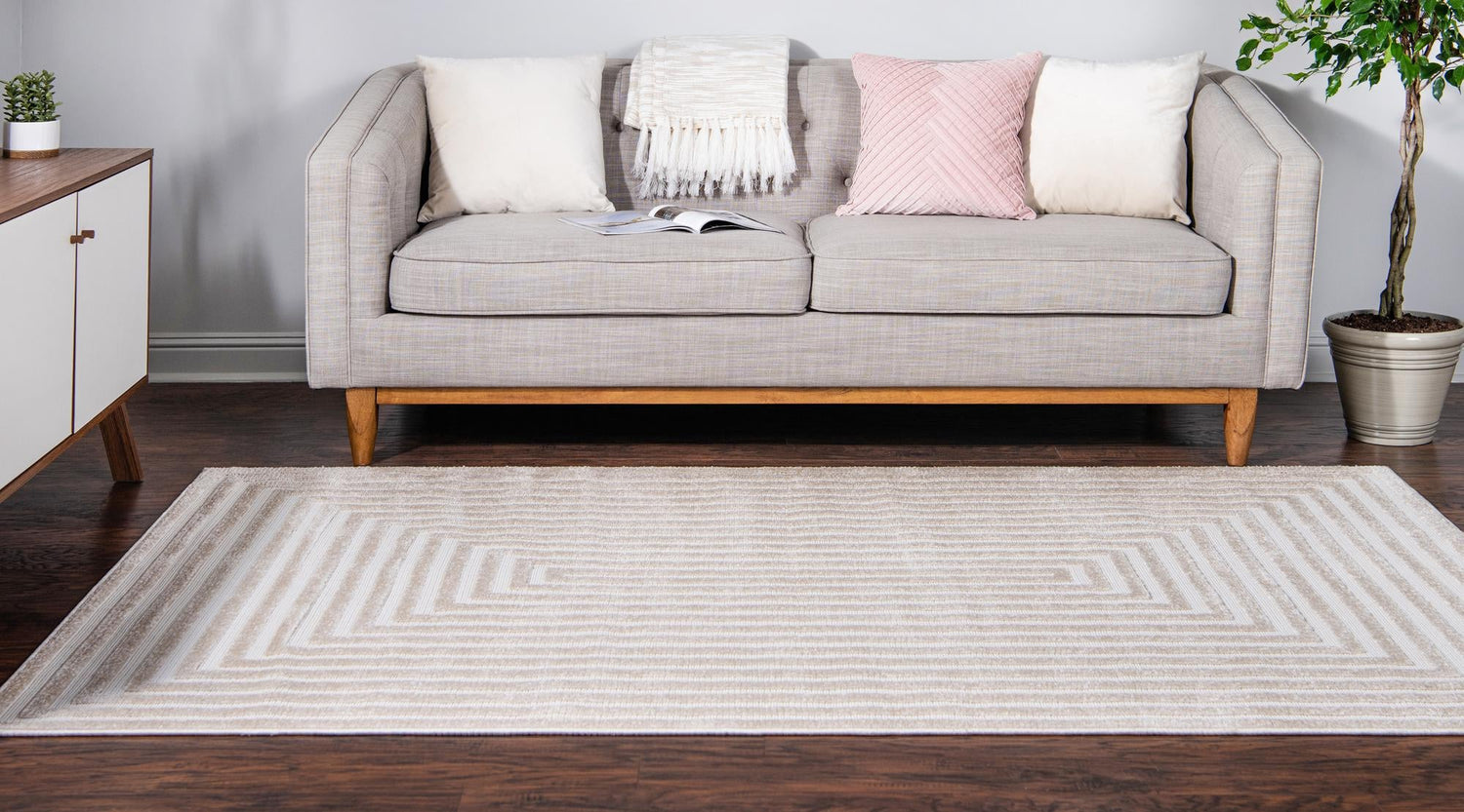 Beige 8' x 10' Sabrina Soto Outdoor Rectangle Area Rug Weather Resistant for Patio, Deck, Terrace, Balcony, Porch Durable Carpet for Exterior Home Design for Sale at Rug Engine