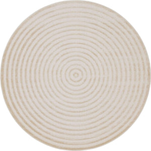 Beige 8' x 8' Sabrina Soto Outdoor Round Area Rug Weather Resistant for Patio, Deck, Terrace, Balcony, Porch Durable Carpet for Exterior Home Design for Sale at Rug Engine