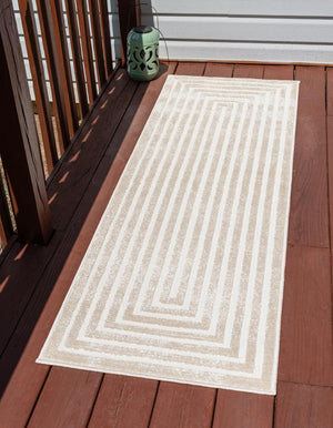 Beige 2' x 8' Sabrina Soto Outdoor Runner Area Rug Weather Resistant for Patio, Deck, Terrace, Balcony, Porch Durable Carpet for Exterior Home Design for Sale at Rug Engine