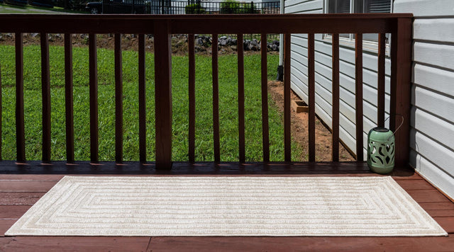 Beige 2' x 8' Sabrina Soto Outdoor Runner Area Rug Weather Resistant for Patio, Deck, Terrace, Balcony, Porch Durable Carpet for Exterior Home Design for Sale at Rug Engine