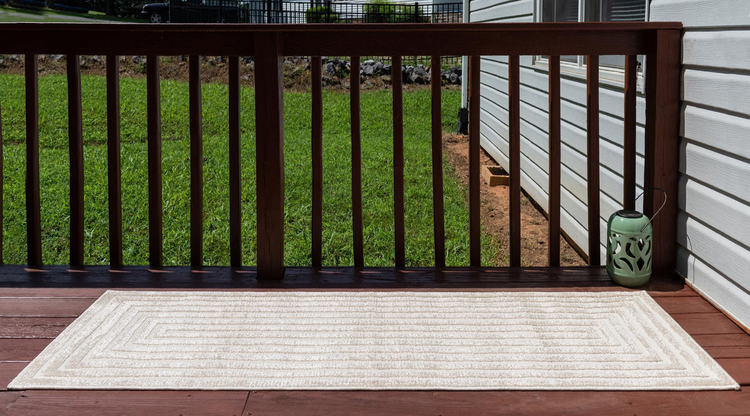 Beige 2' 7 x 10' Sabrina Soto Outdoor Runner Area Rug Weather Resistant for Patio, Deck, Terrace, Balcony, Porch Durable Carpet for Exterior Home Design for Sale at Rug Engine
