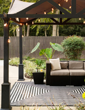 Black 5' 1 x 8' Sabrina Soto Outdoor Rectangle Area Rug Weather Resistant for Patio, Deck, Terrace, Balcony, Porch Durable Carpet for Exterior Home Design for Sale at Rug Engine