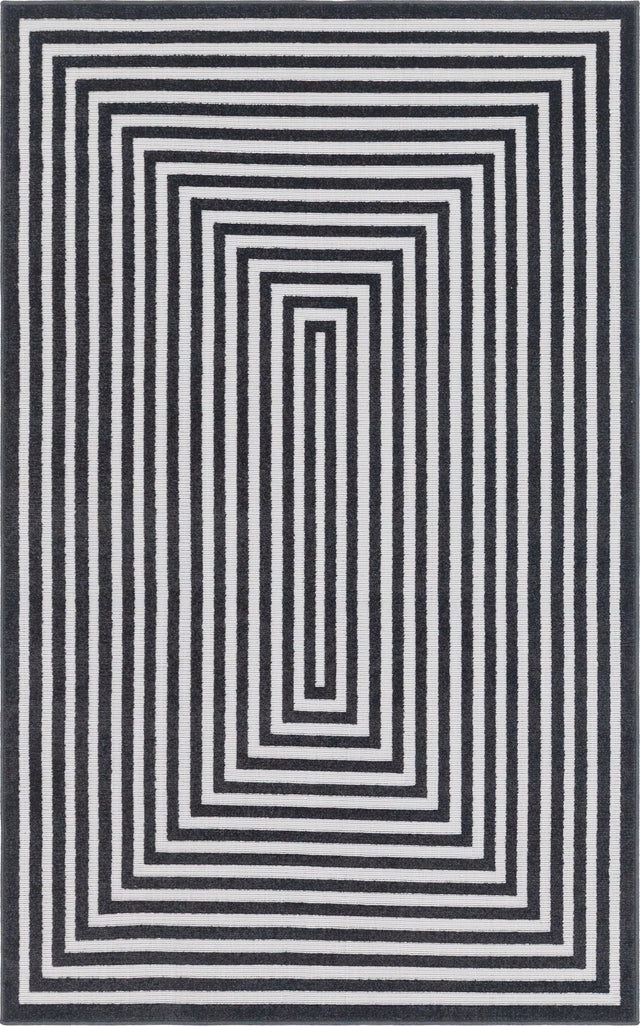 Black 5' 1 x 8' Sabrina Soto Outdoor Rectangle Area Rug Weather Resistant for Patio, Deck, Terrace, Balcony, Porch Durable Carpet for Exterior Home Design for Sale at Rug Engine