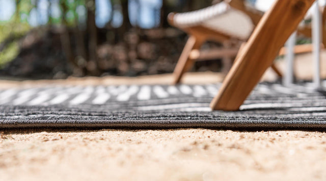 Black 8' x 8' Sabrina Soto Outdoor Round Area Rug Weather Resistant for Patio, Deck, Terrace, Balcony, Porch Durable Carpet for Exterior Home Design for Sale at Rug Engine