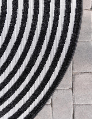 Black 8' x 8' Sabrina Soto Outdoor Round Area Rug Weather Resistant for Patio, Deck, Terrace, Balcony, Porch Durable Carpet for Exterior Home Design for Sale at Rug Engine