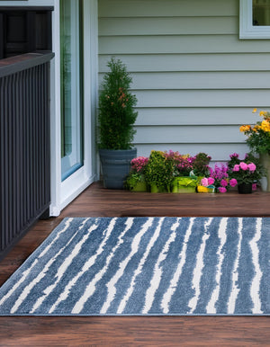 Blue 4' 1 x 6' 1 Sabrina Soto Outdoor Rectangle Area Rug Weather Resistant for Patio, Deck, Terrace, Balcony, Porch Durable Carpet for Exterior Home Design for Sale at Rug Engine