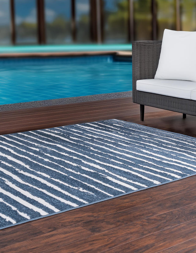 Blue 5' 1 x 8' Sabrina Soto Outdoor Rectangle Area Rug Weather Resistant for Patio, Deck, Terrace, Balcony, Porch Durable Carpet for Exterior Home Design for Sale at Rug Engine
