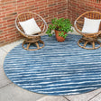 Blue 8' x 8' Sabrina Soto Outdoor Round Area Rug Weather Resistant for Patio, Deck, Terrace, Balcony, Porch Durable Carpet for Exterior Home Design for Sale at Rug Engine