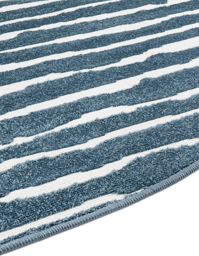 Blue 8' x 8' Sabrina Soto Outdoor Round Area Rug Weather Resistant for Patio, Deck, Terrace, Balcony, Porch Durable Carpet for Exterior Home Design for Sale at Rug Engine