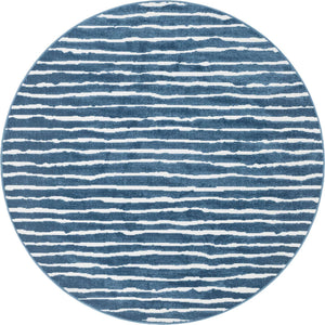Blue 8' x 8' Sabrina Soto Outdoor Round Area Rug Weather Resistant for Patio, Deck, Terrace, Balcony, Porch Durable Carpet for Exterior Home Design for Sale at Rug Engine