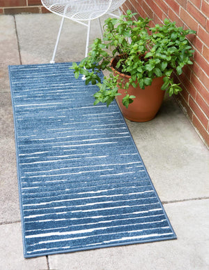 Blue 2' x 8' Sabrina Soto Outdoor Runner Area Rug Weather Resistant for Patio, Deck, Terrace, Balcony, Porch Durable Carpet for Exterior Home Design for Sale at Rug Engine