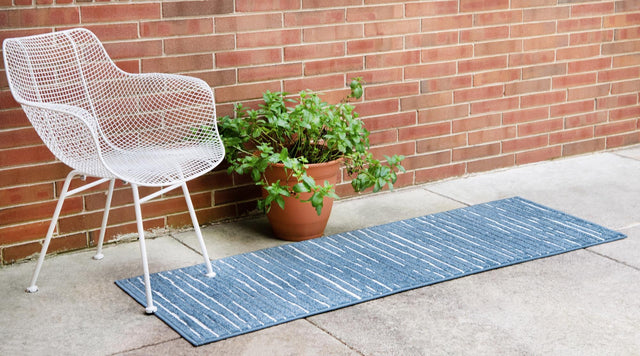 Blue 2' x 8' Sabrina Soto Outdoor Runner Area Rug Weather Resistant for Patio, Deck, Terrace, Balcony, Porch Durable Carpet for Exterior Home Design for Sale at Rug Engine