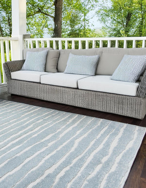 Light Blue 4' 1 x 6' 1 Sabrina Soto Outdoor Rectangle Area Rug Weather Resistant for Patio, Deck, Terrace, Balcony, Porch Durable Carpet for Exterior Home Design for Sale at Rug Engine