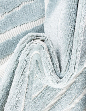 Light Blue 8' x 8' Sabrina Soto Outdoor Round Area Rug Weather Resistant for Patio, Deck, Terrace, Balcony, Porch