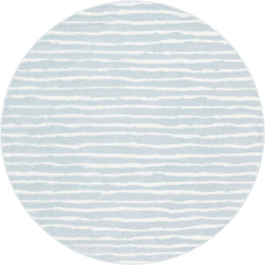 Light Blue 8' x 8' Sabrina Soto Outdoor Round Area Rug Weather Resistant for Patio, Deck, Terrace, Balcony, Porch