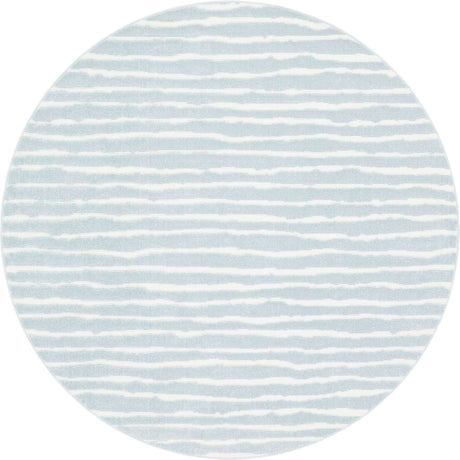 Light Blue 8' x 8' Sabrina Soto Outdoor Round Area Rug Weather Resistant for Patio, Deck, Terrace, Balcony, Porch