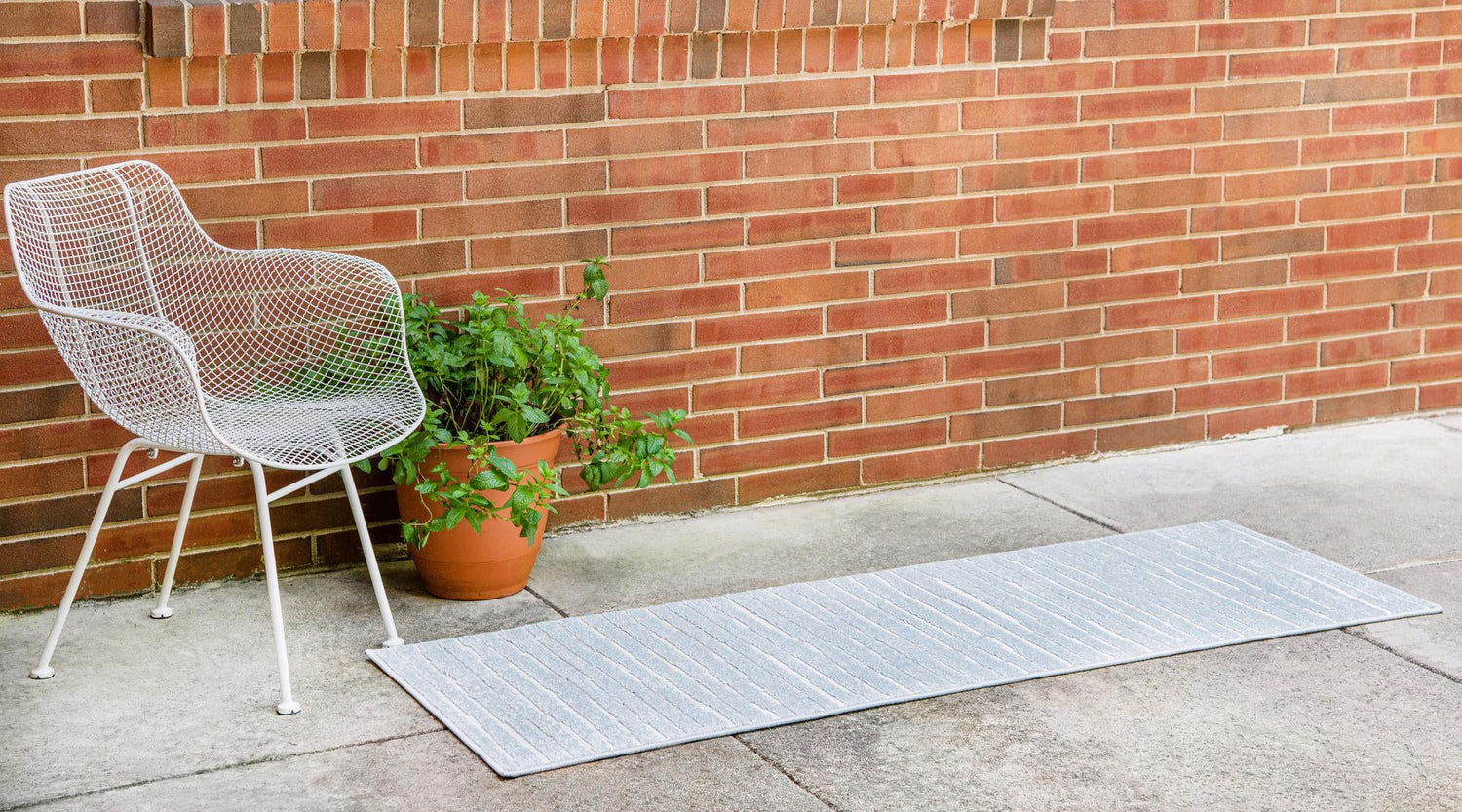 Light Blue 2' x 8' Sabrina Soto Outdoor Runner Area Rug Weather Resistant for Patio, Deck, Terrace, Balcony, Porch Durable Carpet for Exterior Home Design for Sale at Rug Engine