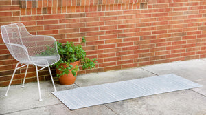 Light Blue 2' x 8' Sabrina Soto Outdoor Runner Area Rug Weather Resistant for Patio, Deck, Terrace, Balcony, Porch Durable Carpet for Exterior Home Design for Sale at Rug Engine