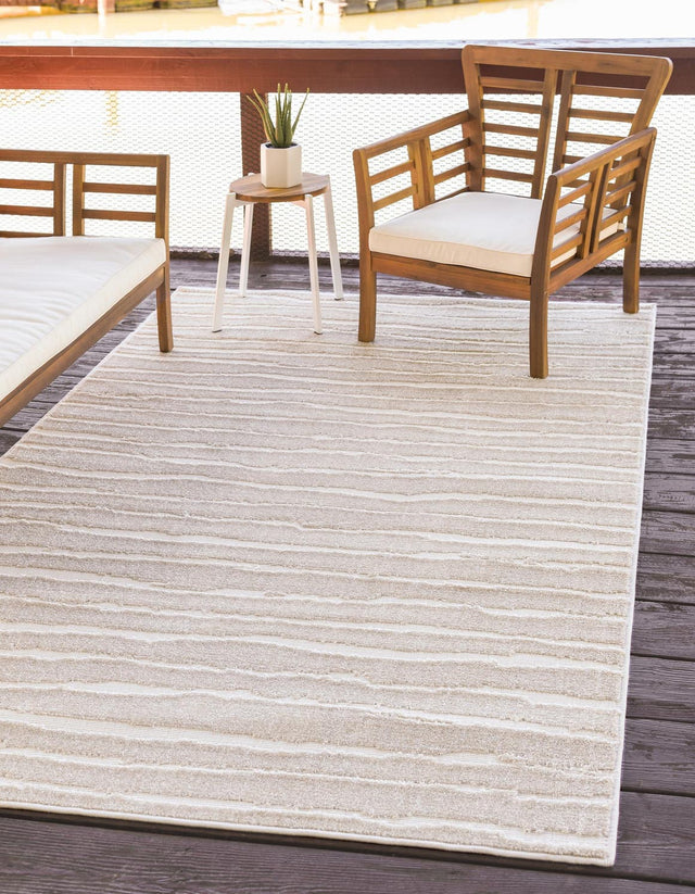 Beige 8' x 10' Sabrina Soto Outdoor Rectangle Area Rug Weather Resistant for Patio, Deck, Terrace, Balcony, Porch Durable Carpet for Exterior Home Design for Sale at Rug Engine