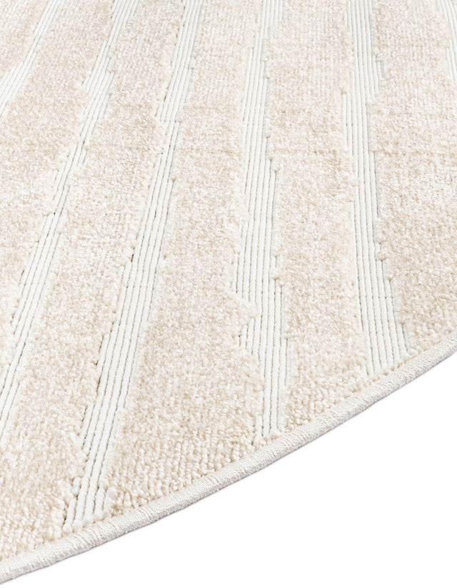 Beige 8' x 8' Sabrina Soto Outdoor Round Area Rug Weather Resistant for Patio, Deck, Terrace, Balcony, Porch Durable Carpet for Exterior Home Design for Sale at Rug Engine