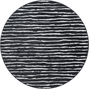 Black 8' x 8' Sabrina Soto Outdoor Round Area Rug Weather Resistant for Patio, Deck, Terrace, Balcony, Porch Durable Carpet for Exterior Home Design for Sale at Rug Engine