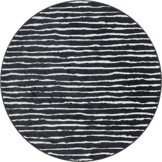 Black 8' x 8' Sabrina Soto Outdoor Round Area Rug Weather Resistant for Patio, Deck, Terrace, Balcony, Porch Durable Carpet for Exterior Home Design for Sale at Rug Engine