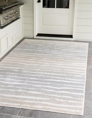 Light Gray 5' 1 x 8' Sabrina Soto Outdoor Rectangle Area Rug Weather Resistant for Patio, Deck, Terrace, Balcony, Porch Durable Carpet for Exterior Home Design for Sale at Rug Engine