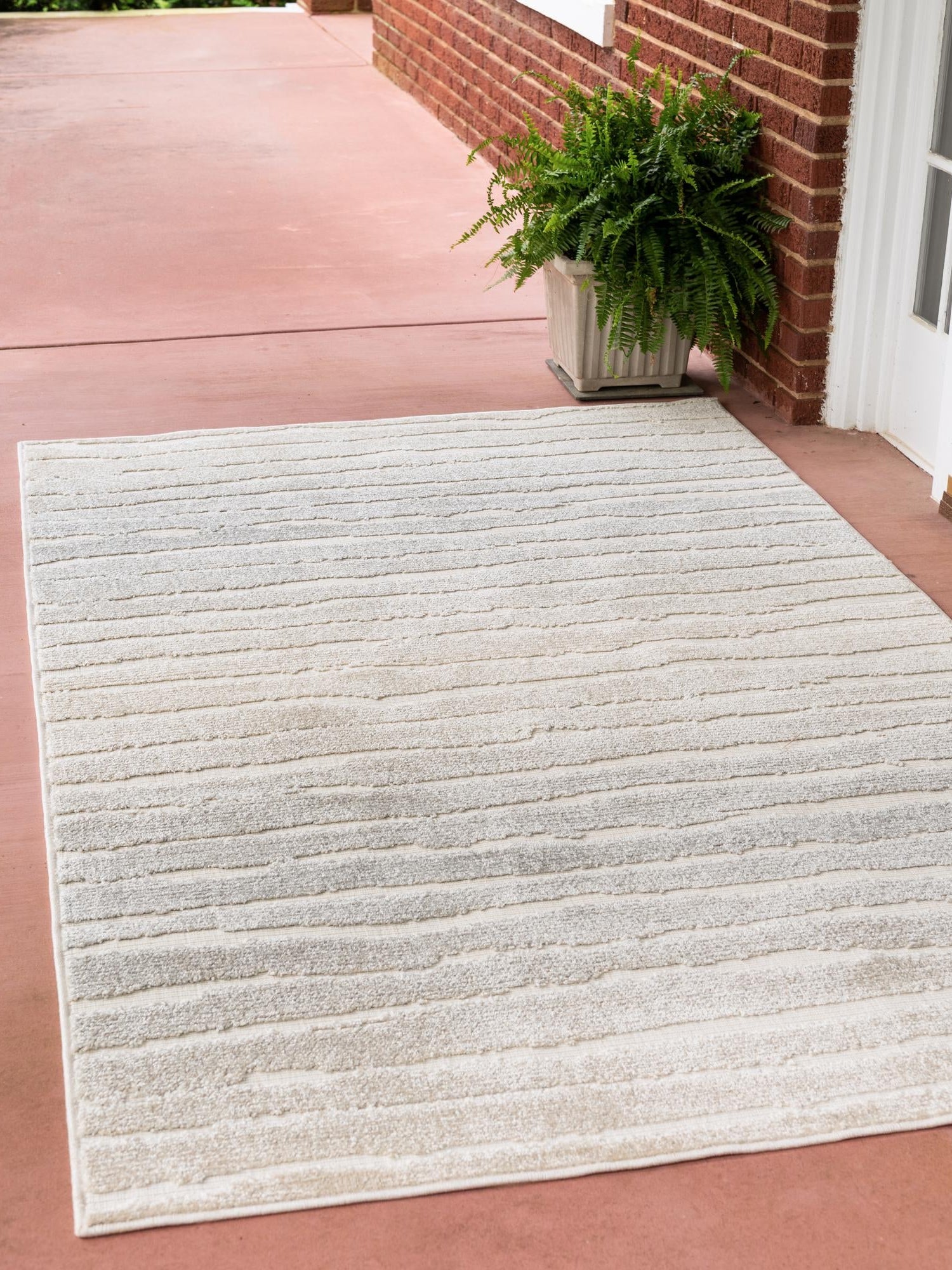 Light Gray 5' 1 x 8' Sabrina Soto Outdoor Rectangle Area Rug Weather Resistant for Patio, Deck, Terrace, Balcony, Porch Durable Carpet for Exterior Home Design for Sale at Rug Engine
