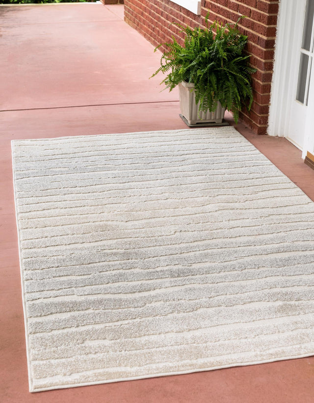 Light Gray 8' x 10' Sabrina Soto Outdoor Rectangle Area Rug Weather Resistant for Patio, Deck, Terrace, Balcony, Porch Durable Carpet for Exterior Home Design for Sale at Rug Engine