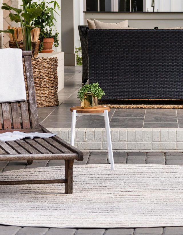 Light Gray 8' x 8' Sabrina Soto Outdoor Round Area Rug Weather Resistant for Patio, Deck, Terrace, Balcony, Porch Durable Carpet for Exterior Home Design for Sale at Rug Engine