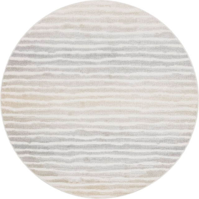 Light Gray 8' x 8' Sabrina Soto Outdoor Round Area Rug Weather Resistant for Patio, Deck, Terrace, Balcony, Porch Durable Carpet for Exterior Home Design for Sale at Rug Engine