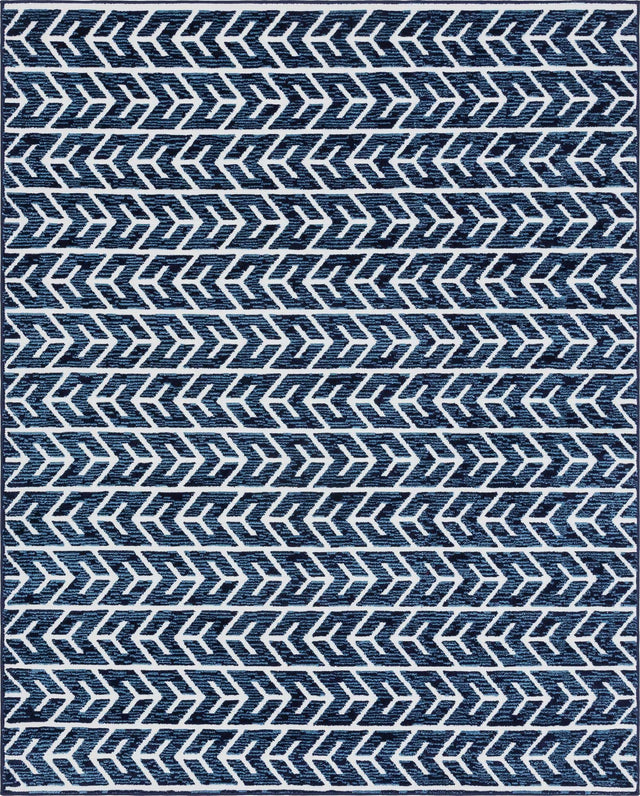 Navy Blue 8' x 10' Sabrina Soto Outdoor Rectangle Area Rug Weather Resistant for Patio, Deck, Terrace, Balcony, Porch Durable Carpet for Exterior Home Design for Sale at Rug Engine