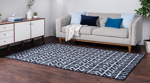 Navy Blue 8' x 11' Sabrina Soto Outdoor Rectangle Area Rug Weather Resistant for Patio, Deck, Terrace, Balcony, Porch Durable Carpet for Exterior Home Design for Sale at Rug Engine