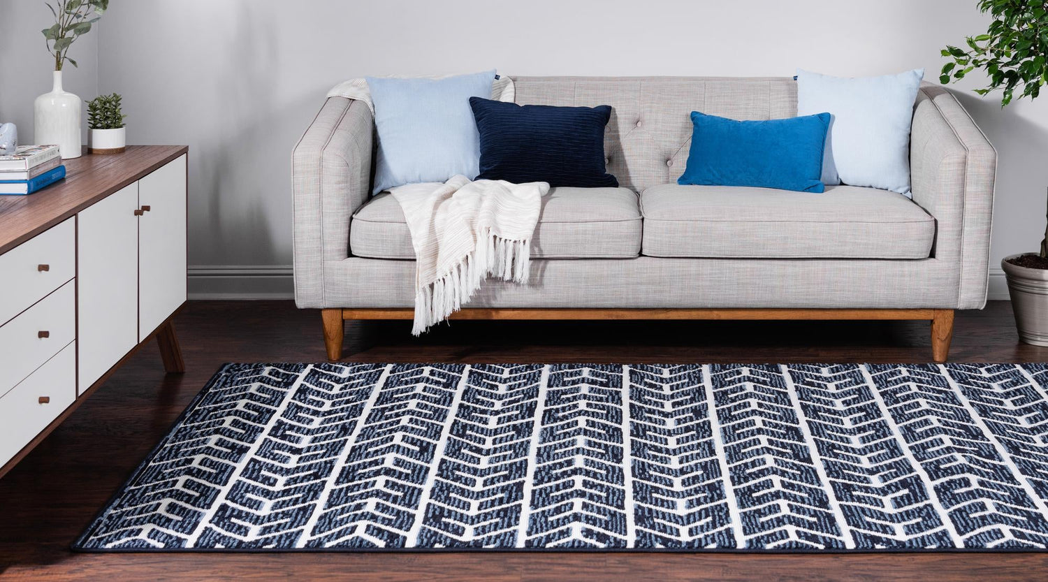 Navy Blue 8' x 11' Sabrina Soto Outdoor Rectangle Area Rug Weather Resistant for Patio, Deck, Terrace, Balcony, Porch Durable Carpet for Exterior Home Design for Sale at Rug Engine
